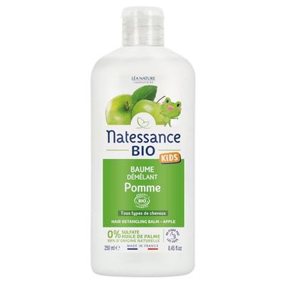 Natessance - Bálsamo desenredante Kids Manzana - Kids - Certificado Bio Cosmos Organic - Botella 100% vegetal 250 ml