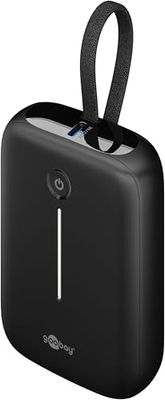 goobay Power Bank 10.000 mAh con cavo USB-C integrato 13 cm – Quick Charge/Power Delivery – USB C e USB A – per Samsung, Xiaomi, Lenovo, Huawei, Apple iPhone o iPad/76251