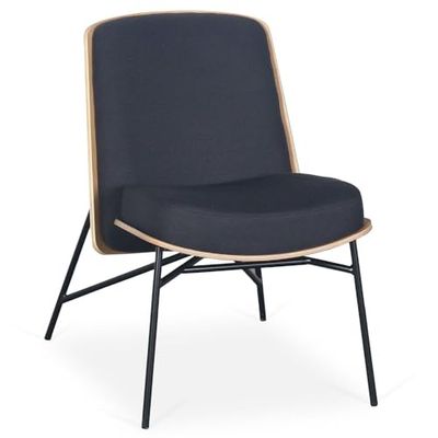 Menzzo Fauteuil Moderne Gauguin Bois Clair et Tissu Noir