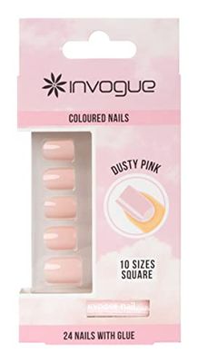 Invogue Dusty Pink Square Nails (24 Pieces), Medium