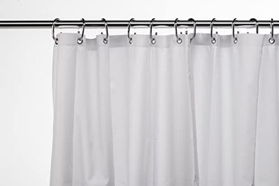 Croydex White Shower Curtain Made from 100% Recycled Poyester, with 12 Rust-Resistant Metal Eyelets, Weighted Hem, Anti-Microbial