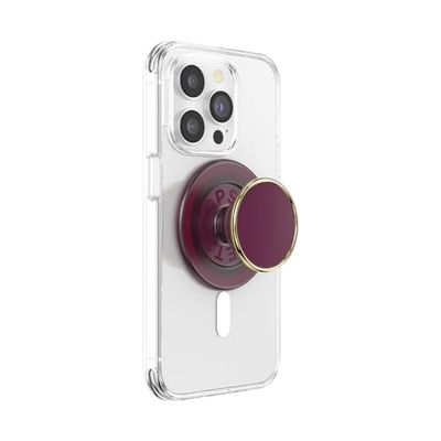 PopSockets: PopGrip Round per Magsafe - Anello Adattatore per MagSafe Incluso - Supporto e Impugnatura per Telefoni Cellulari e Custodia con un Top Intercambiabile - Enamel Red Red Wine