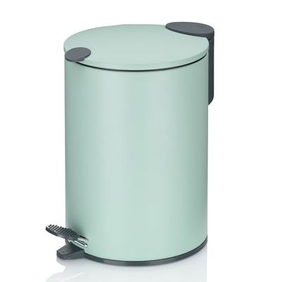 kela bidone cosmetico 3l verde opaco, coperchio con chiusura silenziosa, bidone a pedale per il bagno MATS, bidone per i rifiuti del bagno con contenitore interno e maniglia per il trasporto