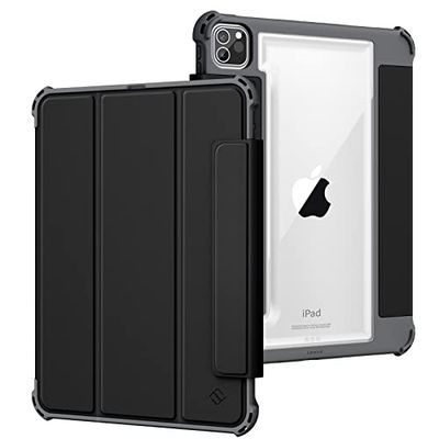 FINTIE Hybrid Rugged Case for iPad Pro 11-inch (3rd Generation) 2021 - Military Drop Tested Heavy Duty Protective Clear Cover with Pencil Holder, Also Fit iPad Pro 11 inch 2nd Gen 2020, Black