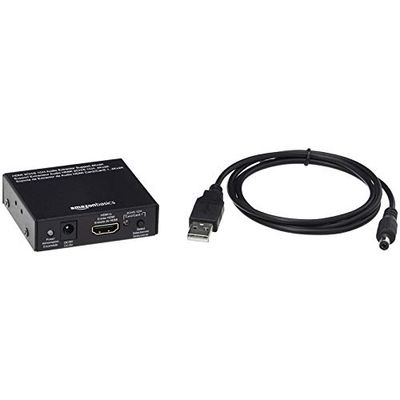 Amazon Basics Convertitore estrattore audio, da HDMI a HDMI + Audio (SPDIF + RCA Stereo), Nero