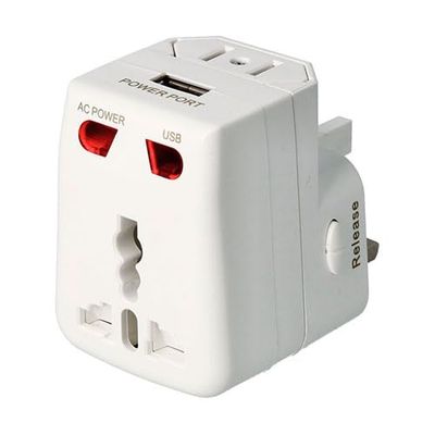 Universele multi-netwerkadapter met USB-poorten, compatibel met meerdere apparaten voor het opladen en aansluiten op elke plaats.
