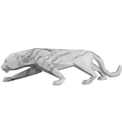 DRW Figura de una Pantera de Resina Acabado en marmol 48x11x13cm