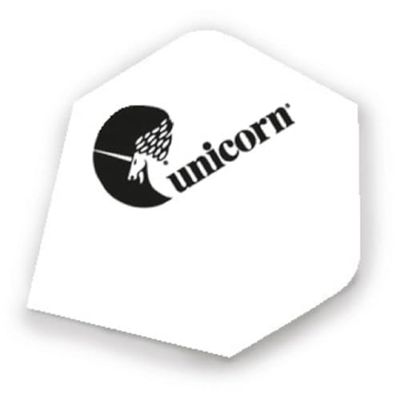 Unicorn Ailettes de fléchettes Super Maestro | Logo Fond Blanc | Forme de Grande Aile | Polyester Pet Rigide Ultra Durable 125 microns