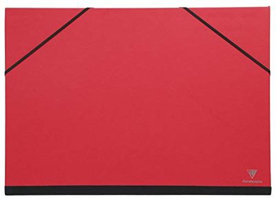 Clairefontaine - Ref 144605C - Art Folder with Elastic Straps Closure - Red Colour - Customisable Vellum Card Surface, Suitable for A4+ Sized Documents