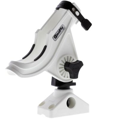 Scotty Baitcaster/Spinning Rod Holder con 241 Side Deck Mount, unisex adulto, Scotty, supporto per canna da pesca, con numero 241, colore: bianco, 0280-WH, bianco, S