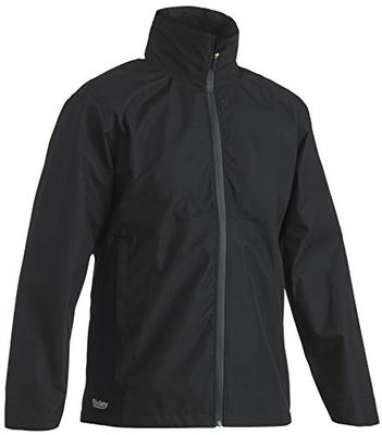Bisley Odzież robocza UKBJ6926_BBLK Ripstop lekka wodoodporna kurtka przeciwdeszczowa z kapturem 166GSM-czarna, 5XL