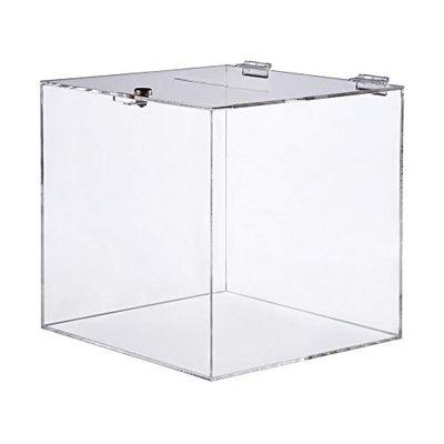 Caja de donación de acrílico con cerradura / 300 x 300 mm/caja de acrílico/caja de presentación/caja de acción/con 2 bisagras y llaves