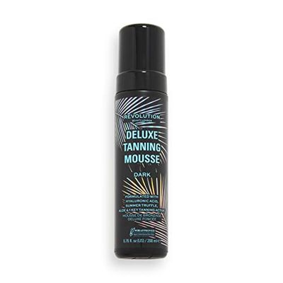 Makeup Revolution Beauty, Deluxe Tanning Mousse, Non Sticky Formula with Hyaluronic Acid, Dark, 200ml