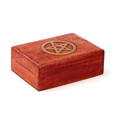 Puckator - Caja de madera de mango con incrustaciones de Pentagrama