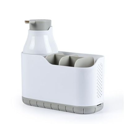 Beldray LA032746UFFEU7 Antibac Distributeur et Panier Set - Distributeur de Savon avec Design de Pompe à Mousse, Rangement Réglable, Protection Antibactérienne pour Se Protéger Contre Les Bactéries