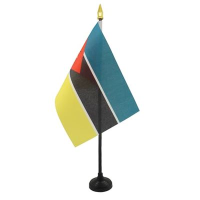 Mozambique Tafelvlag 15x10 cm - Mozambikaanse Desk Vlag 15 x 10 cm - gouden speerblad - AZ FLAG