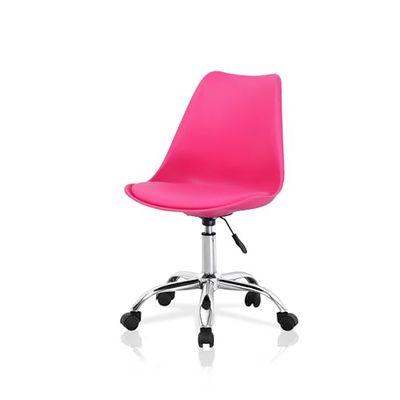 La Silla Española Modelo Sanabria cadeira de secretária com rodas, acabamento em rosa. ABS e cadeira acolchoada em PU (simile couro sintético)