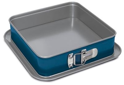 Guardini, Molde abatible cuadrado 24 x 24 cm, fondo antigoteo, acero producto con bajas emisiones de CO2 con nuevo revestimiento libre de PFAS, gris/azul, fabricado en Italia, línea XBake