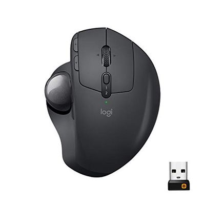 Logitech MX Ergo, Draadloze trackball Muis, Bluetooth of 2.4 GHz Unifying USB dongle, 4000 DPI tracking op elk oppervlak, 7 Knoppen, snel oplaadbaar, PC/Mac/Laptop/iPad OS - Zwart