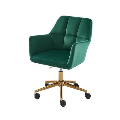 BAÏTA Fauteuil de Bureau Mona en Velours Vert avec Pieds dorés
