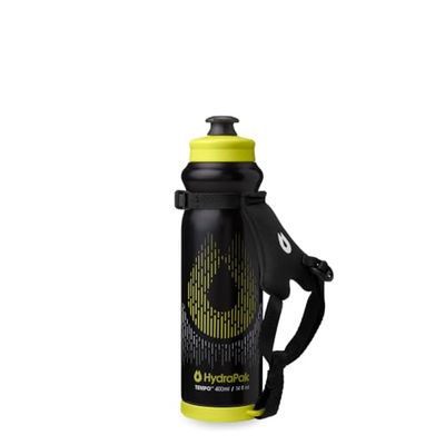 Hydrapak Tempo Pro - Borraccia portatile da corsa per l'idratazione durante allenamento e gara con cinturino rimovibile (Black, 400ml)