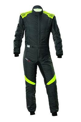 OMP - First Evo racingdräkt, FIA 8856-2018, komfort och andningsförmåga, antracit/flytande gul, storlek 54