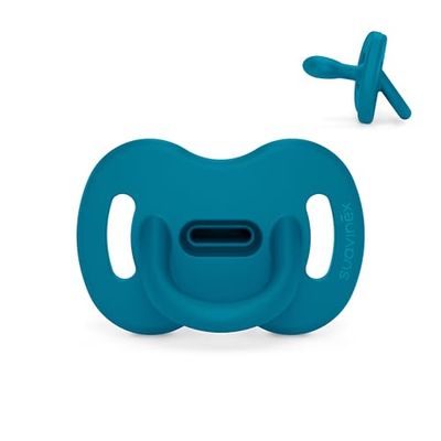 Suavinex, Sucette Tout Silicone, pour Bébé 6/18 Mois, avec Tétine Symétrique SX Pro, Réversible, Super Douce et Souple, Idéal pour Dormir, Respecte le Développement Buccodentaire, Deep Ocean