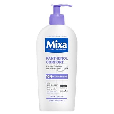 Mixa Panthenol Body Lotion XXL, lindrar klåda, lugnande och lugnande balsam, med pantenol och vegetabilisk glycerin, för känslig, känslig hud, lindrar klåda Mixa Panthenol Comfort, 400 ml