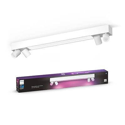 Philips Hue White & Color Ambiance Centris a 4 luci, dimmerabile, 16 milioni di colori, controllabile tramite app, compatibile con Amazon Alexa, bianco.