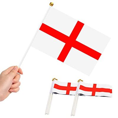 25Pcs St George Hand Flags England Hand Waving Fabric Mini English Flags For Rugby Cricket World Cup Royal Event Support Country