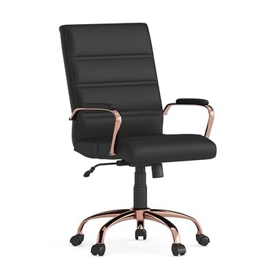 Flash Furniture Executive krętliki, czarna skóra/różowe złoto, 61 cm gł. x 58 cm szer. x 103 cm wys