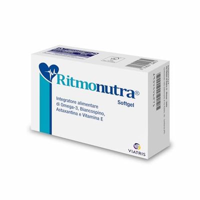 Ritmonutra, Integratore Alimentare a Base di Omega-3, Biancospino, Astaxantina e Vitamina E, 30 Capsule Softgel