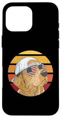 Lunettes de soleil vintage Golden Retriever avec drapeau américain Coque pour iPhone 16 Pro Max