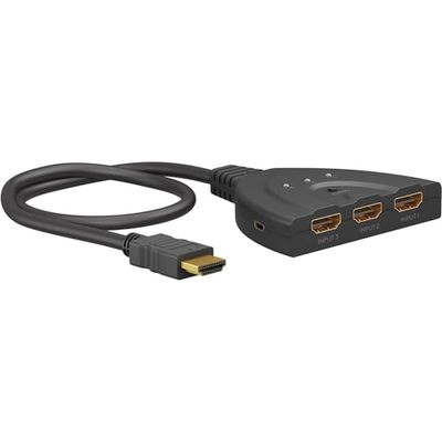 goobay 58488 Switch HDMI 3 in 1 / distributore HDMI 4K a 60Hz (2160p) / switch HDMI 2.0 per PS4, PS5, laptop o monitor