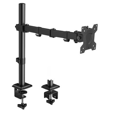 KOORUI Monitorhouder met enkele arm voor platte en gebogen schermen van 13 tot 27 inch, in hoogte verstelbaar, draaibaar, kantelbaar, VESA 75 x 75 mm of 100 x 100 mm, verhoogd draagvermogen van 10 kg