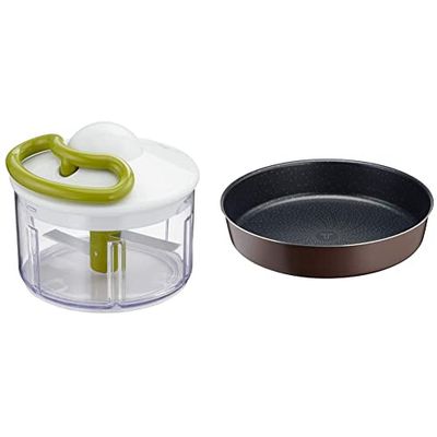 Tefal Hachoir manuel 5 secondes, 500 ml, Système de coupe breveté, Lames en acier inoxydable & Perfectbake Moule A Manqué 26cm Aluminium 100% Recyclé J5549702, fabriqué en France