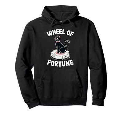 Wheel Of Fortune Cat On Robot Vacuum Cleaner Cat Pullover Hoodie