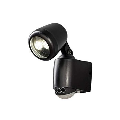 Konstsmide PRATO Testa regolabile Senza Fili Batteria Sensore Pir di Sicurezza Rilevatore di Movimento Parete 2 LED Ad Alta Potenza 0,5 W Luce Esterna Plastica Nero, Integrato, 1 W