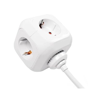 Base di ricarica con 4 prese e 2 USB 2.4A, cavo da 1,4 m, ideale per caricare più dispositivi contemporaneamente.