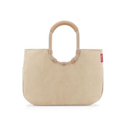 reisenthel loopshopper L – stabiele tas met praktische vakken van gerecyclede PET-flessen – charmant en waterafstotend design goud, corduroy zand, L
