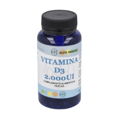 ALFA HERBAL Vitamina D3 2000UI 100perlas, Negro, Normal