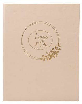 Exacompta - Ref. 47633E -1 Ringflower - Libro de invitados para boda, tamaño grande, 27 x 22 cm, diseño de campestre, floral, marcado, rebanada de oro y libro de visitas, 100 páginas blancas lisas