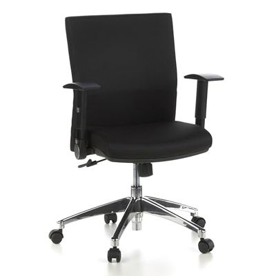 hjh OFFICE 653400 Chaise de Bureau, Chaise Bureau à roulettes Laguna Pro Noir en Tissu résistant et Anti-abrasif, siège pivotant avec accoudoirs escamotables, Dossier Ergonomique, piètement Robuste