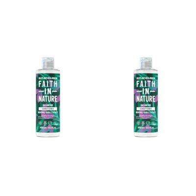 Faith In Nature Natural Lavender & Geranium Conditioner, Balancing for Normal Hair & Scalp, Vegan & Cruelty Free, No SLS, Silicones or Parabens, 400ml (Pack of 2)
