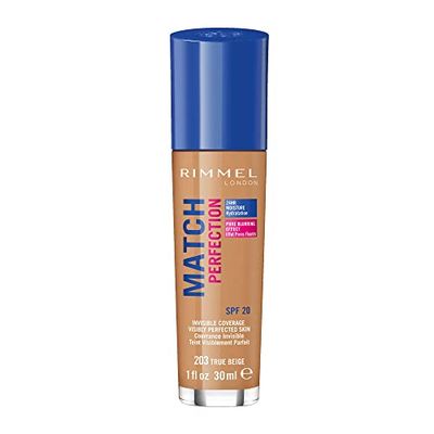 Rimmel - Fond de Teint Match Perfection - Couvrance Légère - Hydratation 24H - 203 True Beige - 30ml