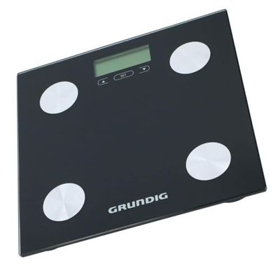 Grundig Pèse-personne numérique avec analyse corporelle : graisse corporelle et masse musculaire Mémoire pour 12 personnes Charge max. 180 kg Verre Noir