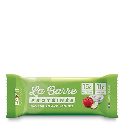 EAFIT La Barre Protéinée - Saveur Pomme Yaourt - Enrobée de chocolat au lait - 15g de protéines par barre - 5,5g de MG - faible en sucre - 12 vit et minéraux - Certifiée Anti-dopage