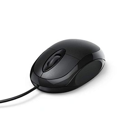 Hama Souris Optique Filaire MC-100-3 Boutons - Ergonomique, Précise, USB Plug & Play - Compatible Windows, Mac, Linux - Idéale pour Bureautique, Droitiers et Gauchers - Noire