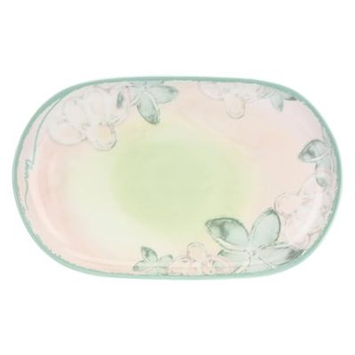 THUN - Assiette de service Bloomia - Porcelaine - Collection Jardin de printemps - 38 x 27 cm