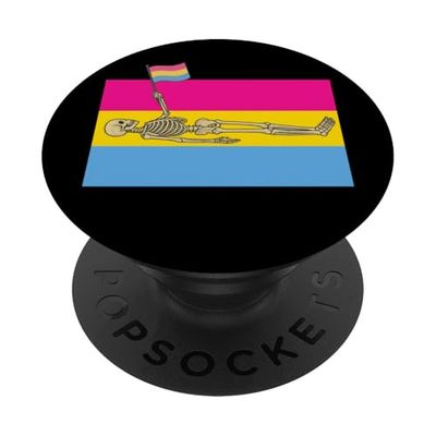 Yoga esqueleto, bandera pansexual, Yogi Asana Pan Pride LGBT PopSockets PopGrip Adhesivo